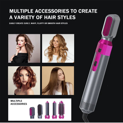 فرشاة تصفيف الشعر بالهواء الساخن 5 في 1 - تصفيف، تجفيف وتكثيف