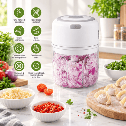 فرامة ثوم كهربائية – محضرة طعام صغيرة بلمسة واحدة